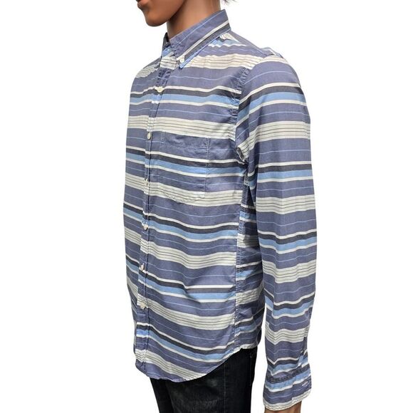 J. Crew Shirt Men M Slim Fit Blue White Multicolor Horizontal Striped L/S - Picture 5 of 11